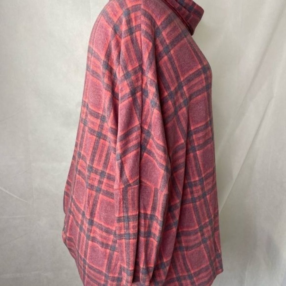 Lane Bryant ladies pink plaid long sleeve turtleneck blouse top size 18/20 - Picture 4 of 15